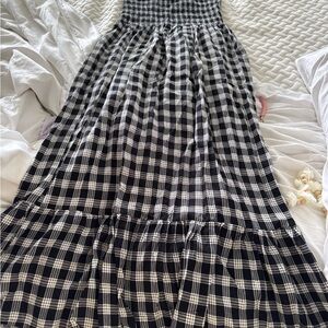 kiele Black and White palaka Maxi Dress
